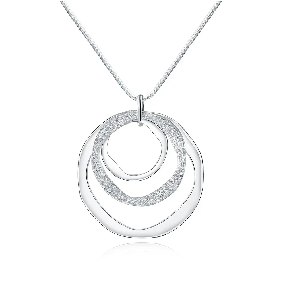 Solid 925 Sterling Silver Necklace pendant necklace silver necklace for Women Bohemia three circle pendant luxury Wedding Jewelry party gift