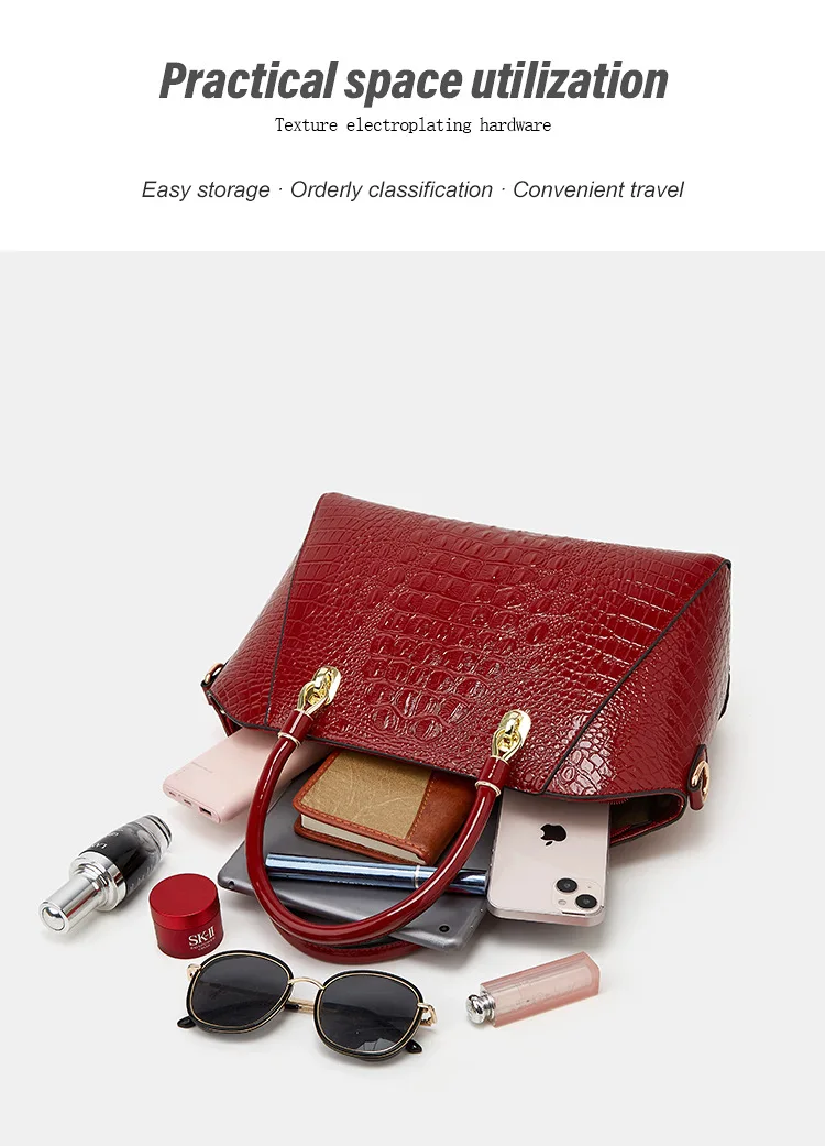 Luxury Crocodile Pattern Faux Leather Women’s Handbag