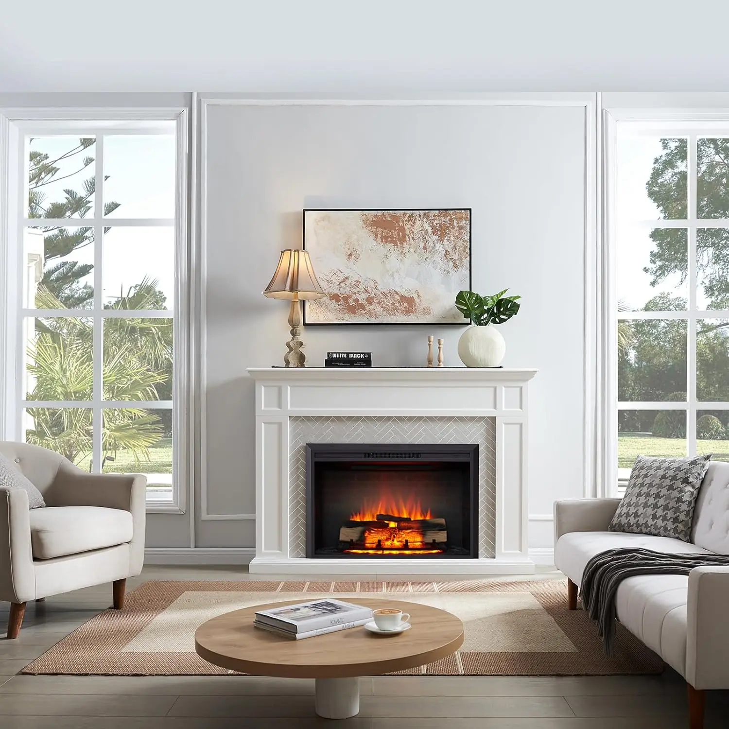 Carl 39" W Electric Fireplace Insert (EF265) Fireplace Heater 750/1500W Fire Crackling Sound Remote Control 2