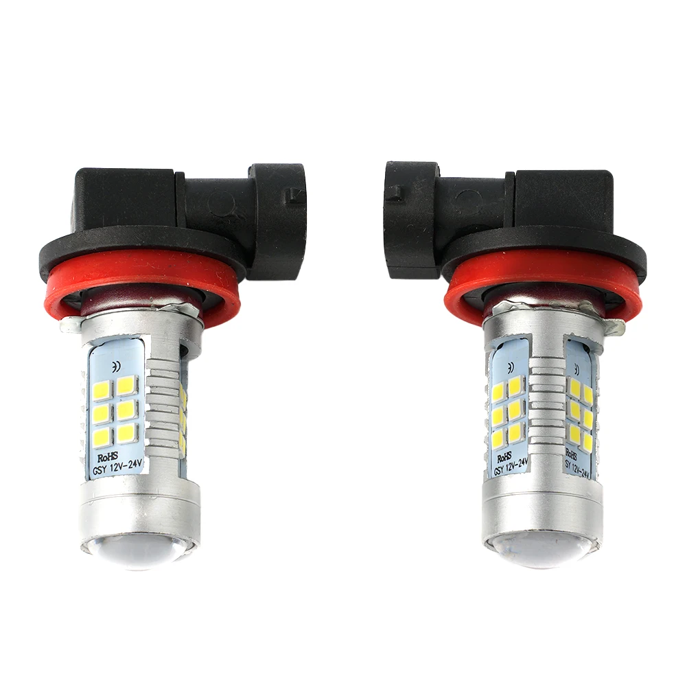 고출력 안개등 전구 교체용 LED 램프, 슈퍼 브라이트 21 LED 칩, 2X 6000K 화이트 액세서리, DC 12V, H11, H8, 2000LM