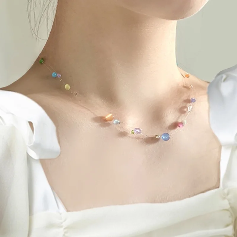 Collar colorido de ojo de gato para mujer, dulce y romántico estilo INS, Macron bohemio, estilo Y2K, regalo de amistad para niña