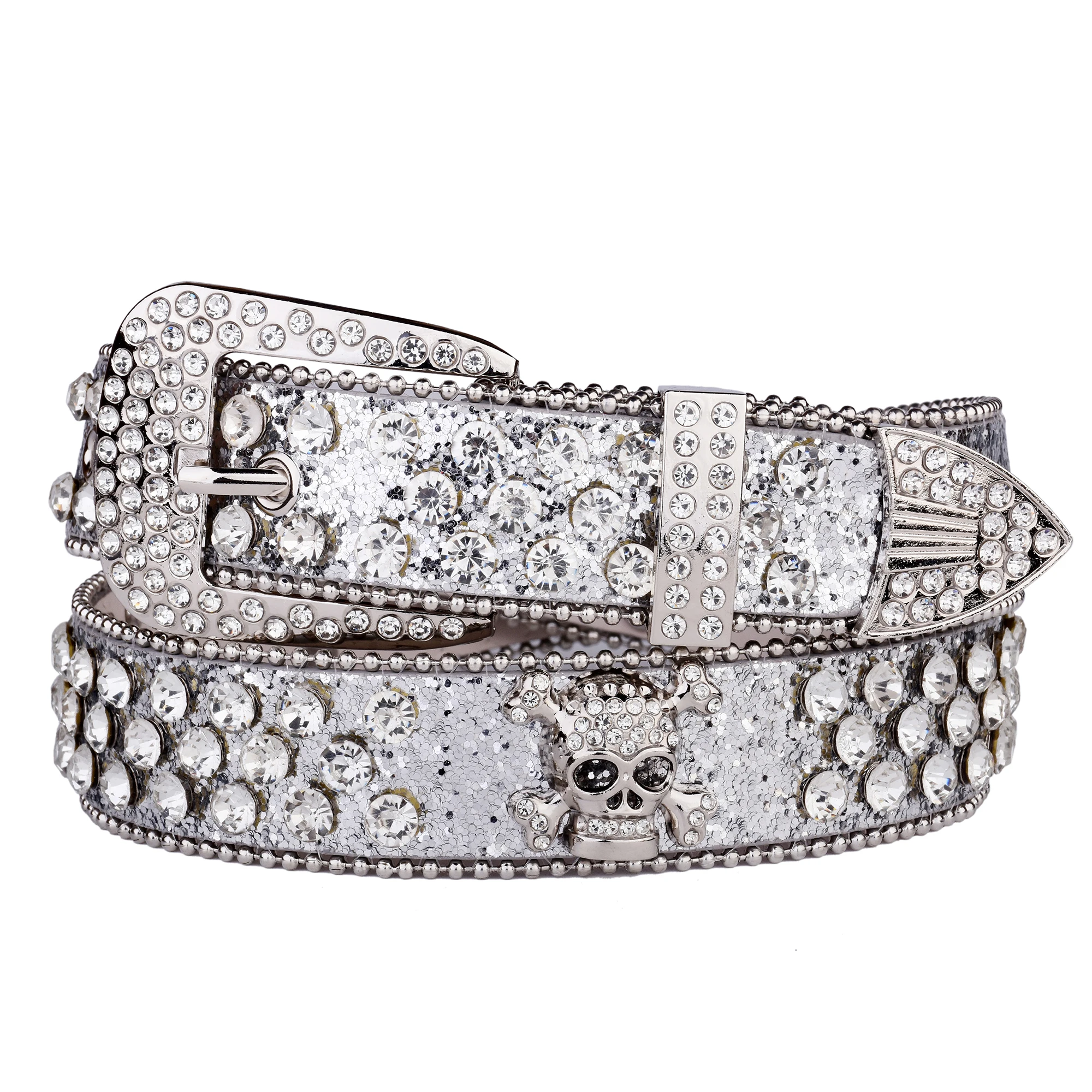 48/2000 Dame Strass Schädel gürtel, Punk Gürtel glänzenden Strass Aufkleber Gürtel – Detail 13