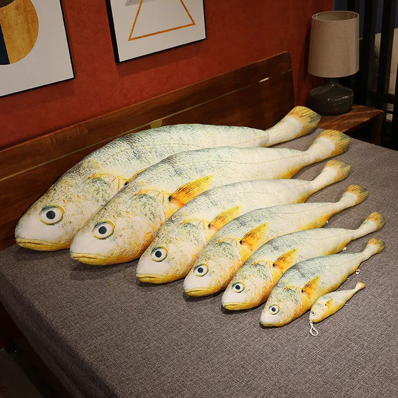 New Simulation Large Yellow Croaker Plush Toys Lifelike Fish Dolls Stuffed Soft Throw Pillow Sleeping Cushion Decor Gift
