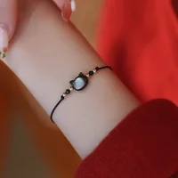 Cute Cat Bracelet Women Men Hand Woven Black Red Hand Rope Adjustable Charms Couple Bracelets Gift  Fashion Jewelry Accessories