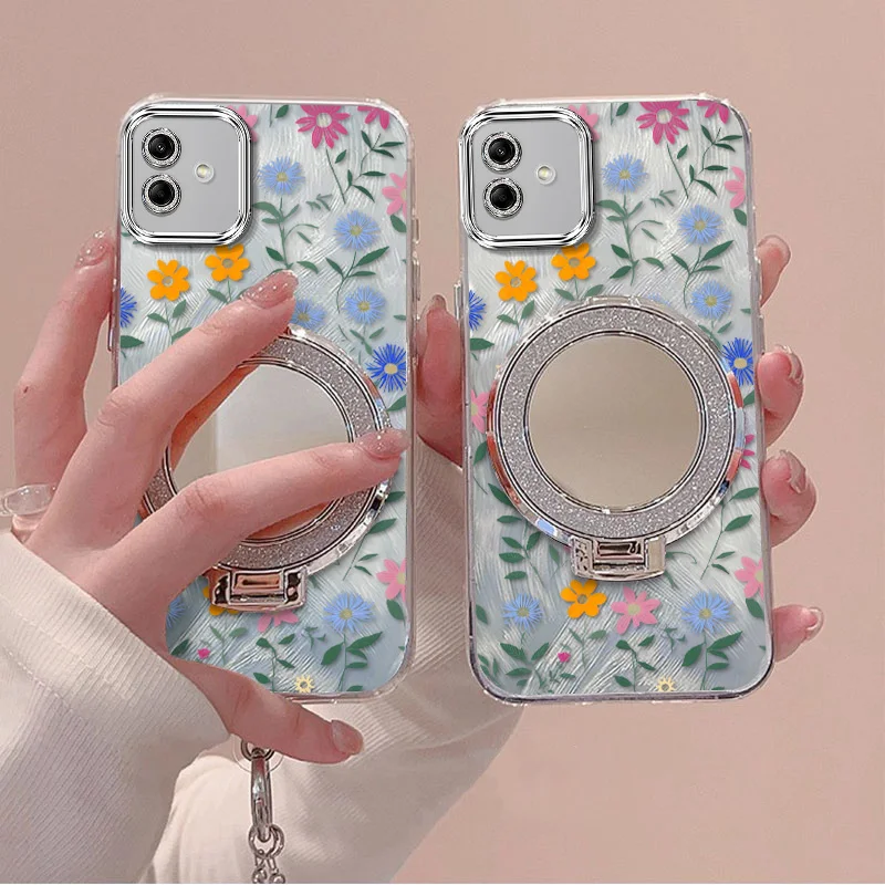 Cute Flower Phone Case Set with Lanyard and Stand
