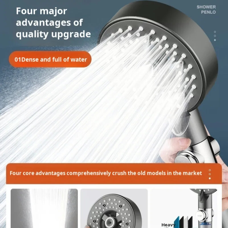 Light Luxury Booster Spray Shower Head Purifying DeChlorine Spray Shower Head Booster Spray 2