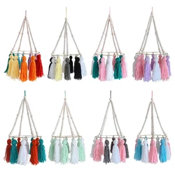 Baby Crib Wooden Beads Tassel Wind Chimes Bed Mobile Rattle Kids Room Hanging Decoration Photography Props