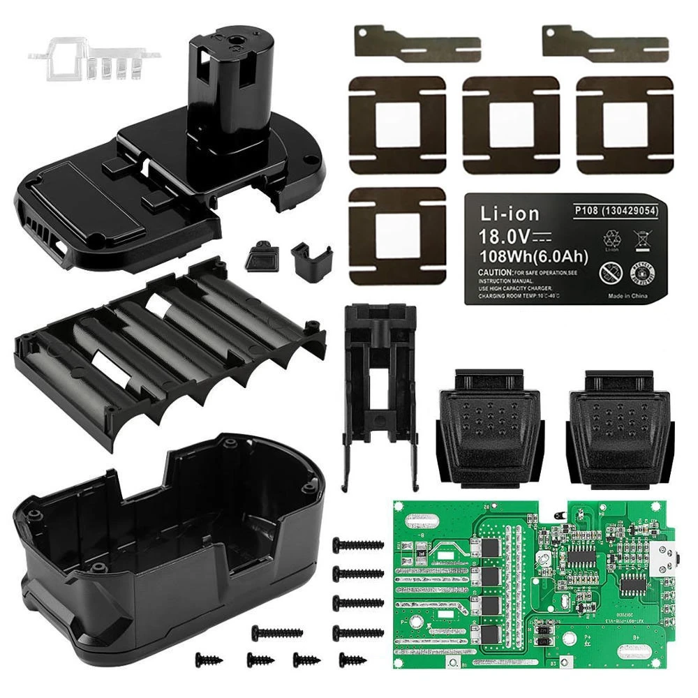 P108 10*18650 Li-ion Battery Plastic Case Charging Protection Circuit Board PCB Box For RYOBI 18V P103 P118 BPL-1815 1820G ONE+