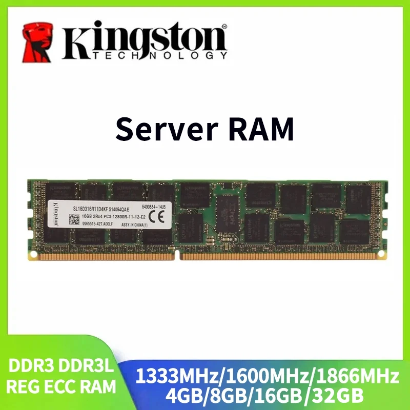 

Kingston Server RAM DDR3 DDR3L 1.35v/1.5v 32GB 16GB 8GB 4GB 1333MHz 1600MHz 1866MHz ECC REG 2RX4 PC3-12800R Server Memory