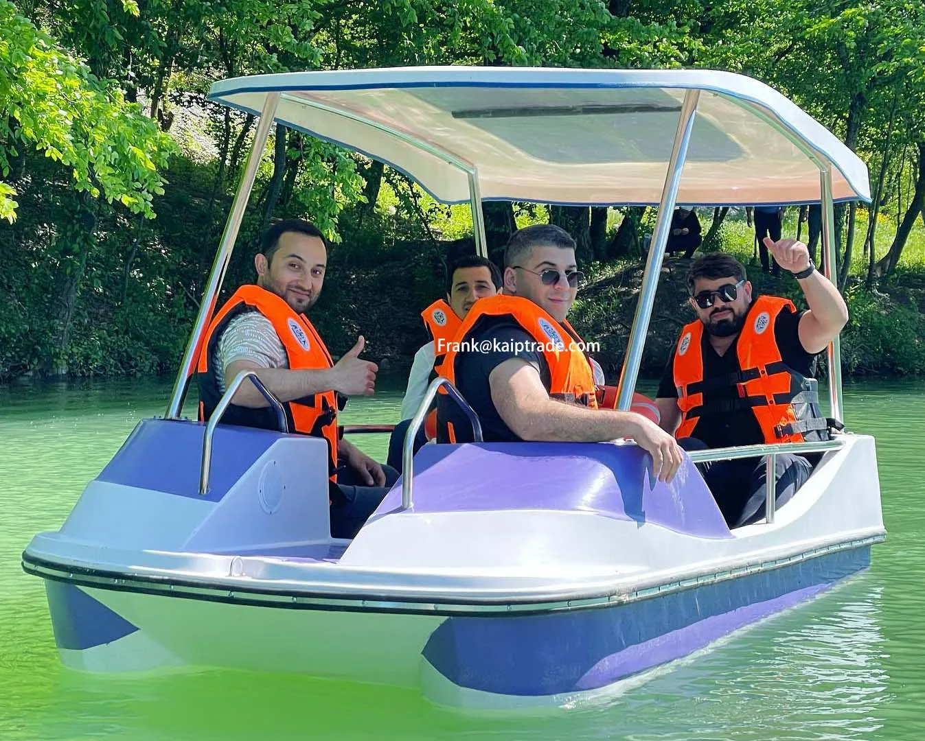 Aqua water amusement equipment 4 person 340cm 11ft fiberglass material paddle human foot pedal bicycle leisure boat for sale