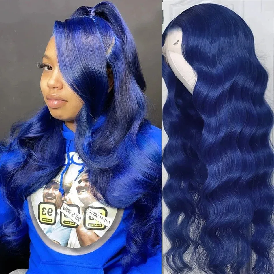Navy Blue Glueless Lace Front Body Wave Wig