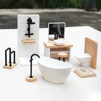 1Pcs/1Set 1:12 Dollhouse Miniature Bathroom Shower Room Toilet Bathtub Sink Commode Furniture Decor Toy Doll House Accessories 2
