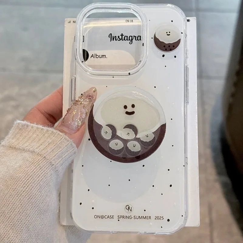 Shakeable Coconut Girl Grip Tok Holder White Acrylic Phone Case