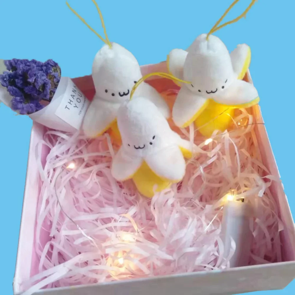 1-10pcs Cartoon Plush Banana Keychain plush keychain key chain on Backpack Hairy Kawaii Banana Pendant for Women Men Kid Toy Doll Key Chain Bag Car