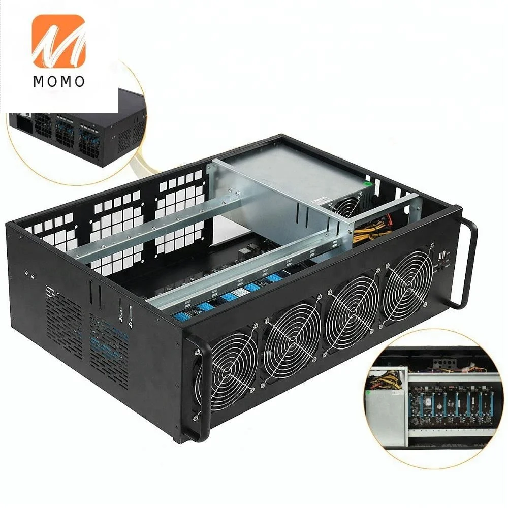 

Ethereum-sistema Barebone de minería, equipo de carcasa 4U con IC6S 8 GPU, placa base PSU 1850W 3855U CPU HDD RAM