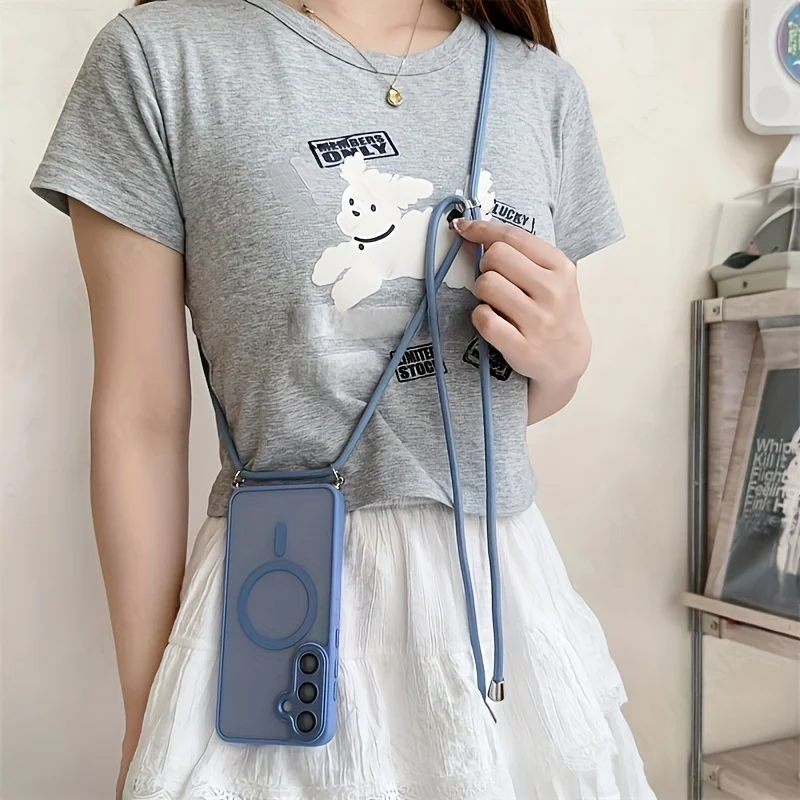 Magnetic Crossbody Lanyard Phone Case with Shockproof Hard PC Cover