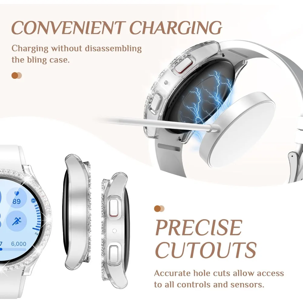 Elegant Diamond Protective Bling Case with Tempered Glass Screen Protector