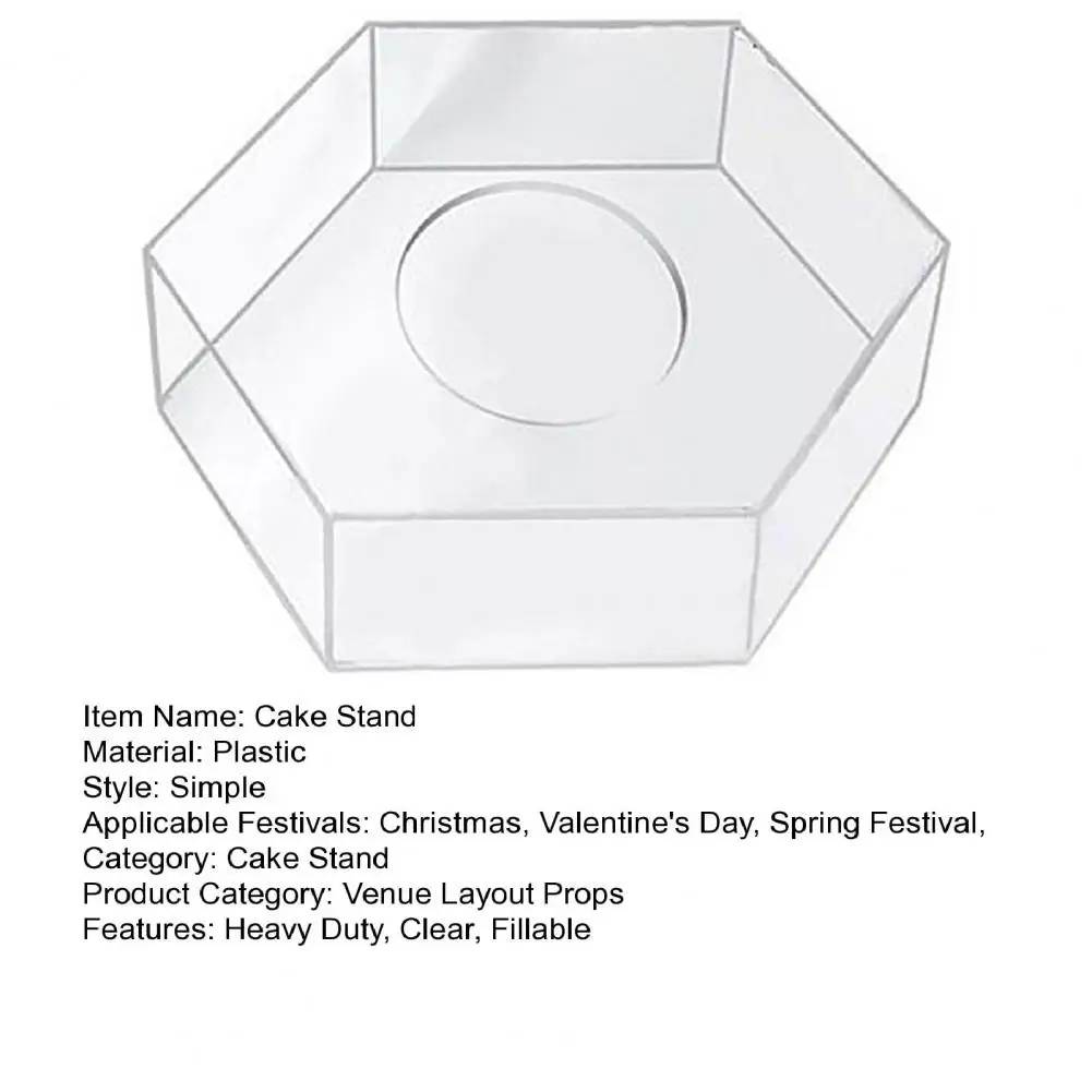 Fillable Cake Stand Round Square Hexagon Wedding Birthday Party Cake Display Riser Tier Display Holder Plastic Cupcake Stand