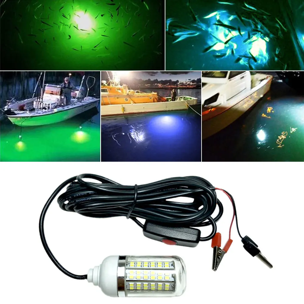 12V LED Fishing Light 100W Ip68 Lure Fish Finder Lamp 108 leds 2835SMD  Attracts Prawns Squid Krill 4 Colors Underwater Lights - AliExpress