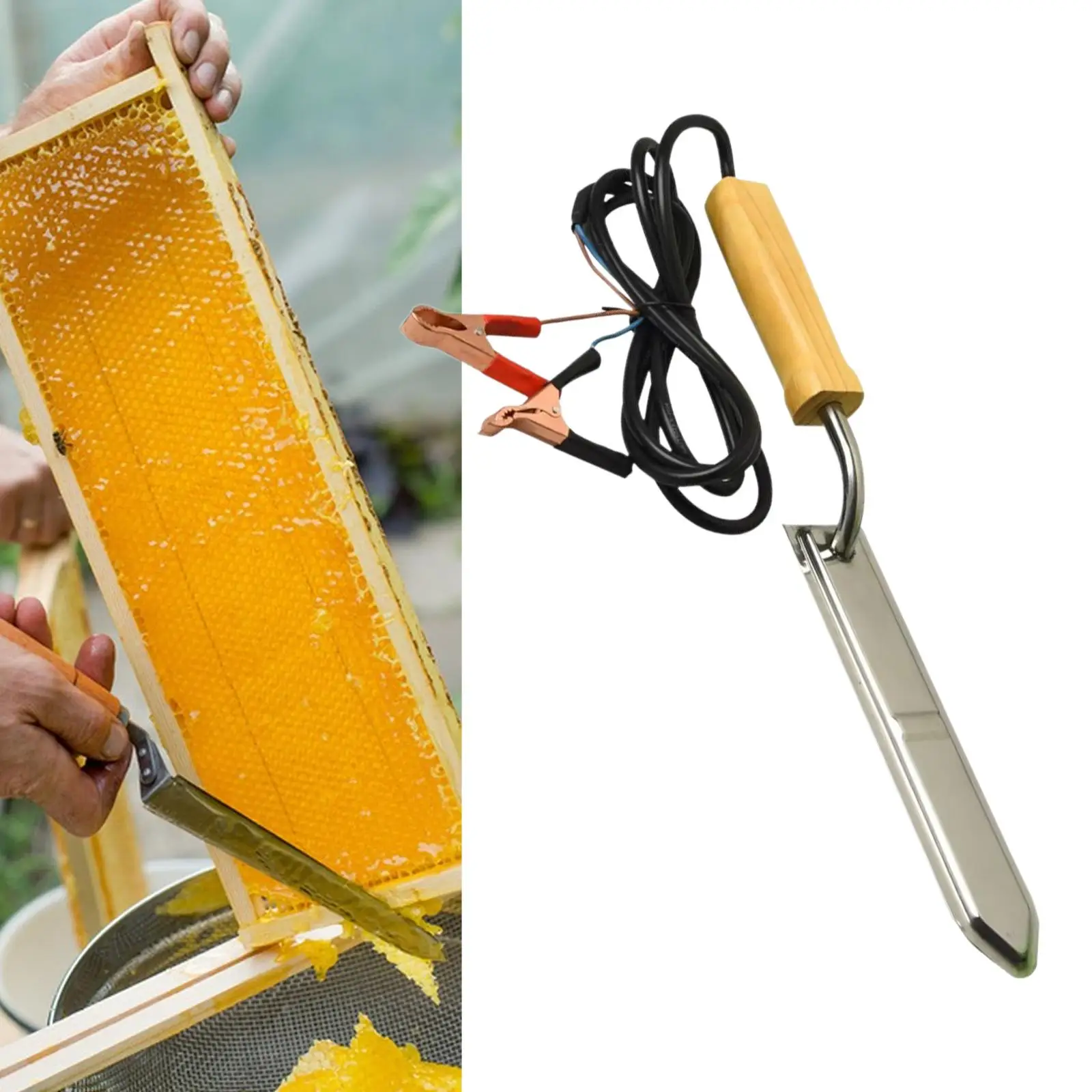 Electric Honey Cutter Honey Harvest Equipment 12V Easy to Use Pizza Wood Handle Electric Uncapping Knife Beekeepings Supplies