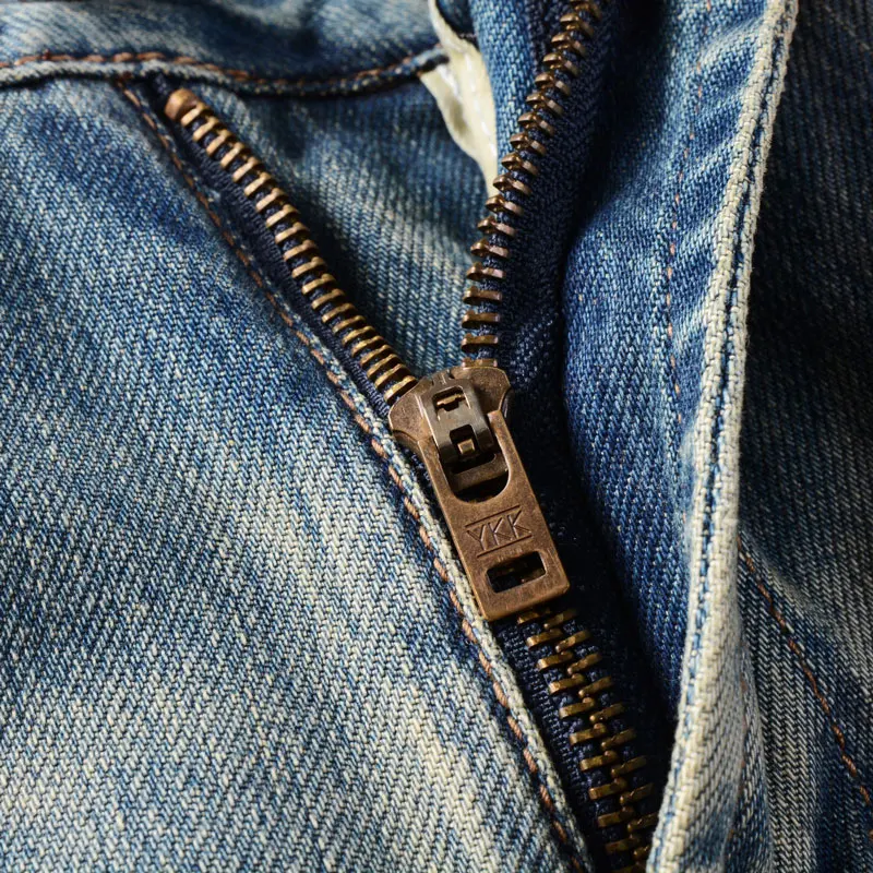 Street Fashion Men Jeans Retro Washed Blue High Quality Elastic Slim Fit Ripped Jeans Men Vintage Designer Casual Denim Pants