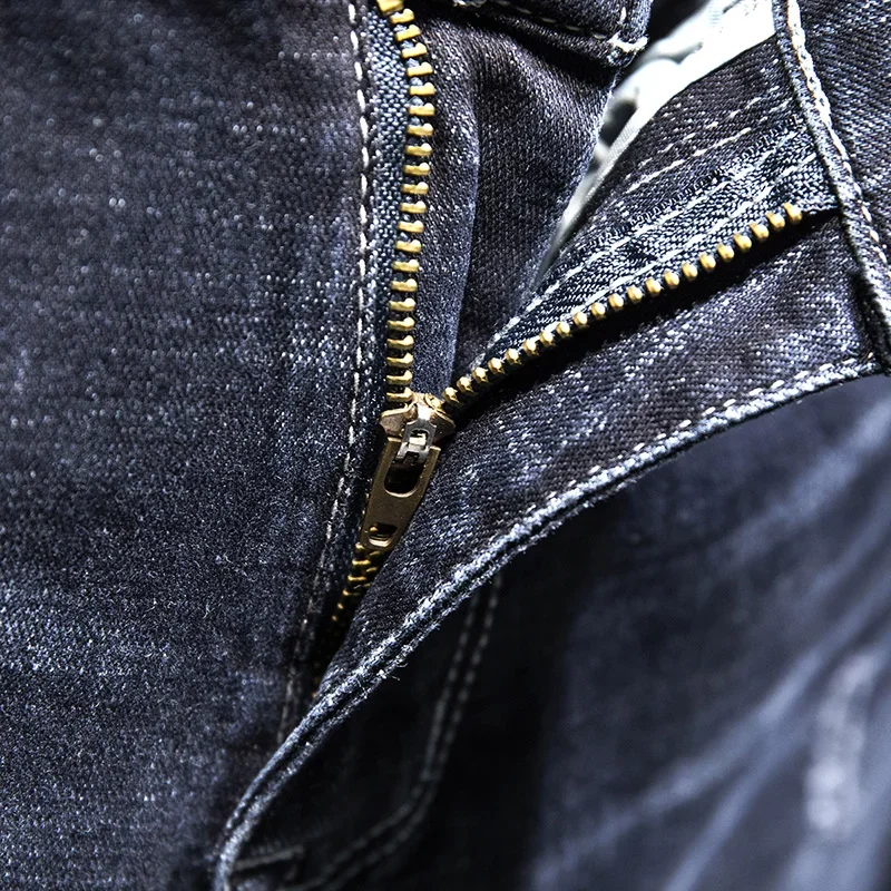 Ripped Jeans Men Slim-fit Denim Pants Cotton Korean Style Elasticity Versatile Men's Clothing