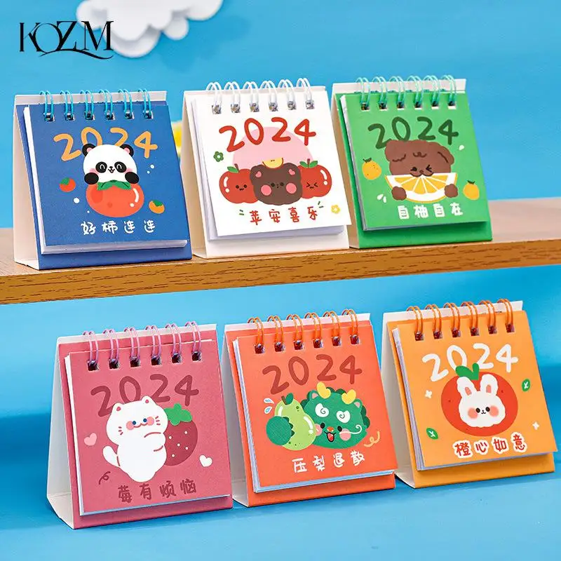 

2024 Mini Calendar Cute Desk Daily Scheduler Calendar Planner Standing Calendar Desktop Ornament Guest Gifts Office Supplies