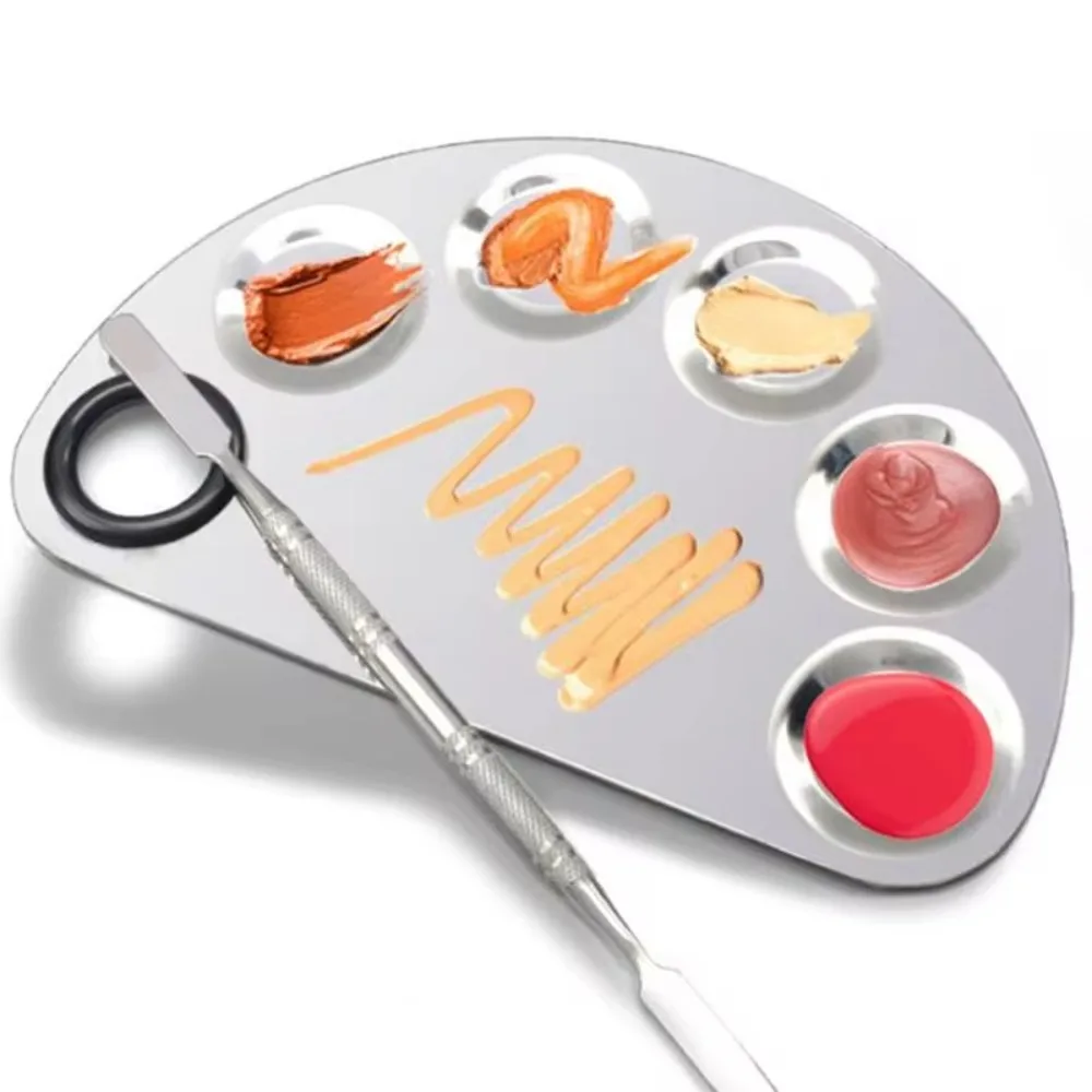Makeup Mixing Palette Spatula Rod Makeup Color Palette Portable Stainless Steel Liquid Foundation Mixing Tray Durable Makeup Color Board