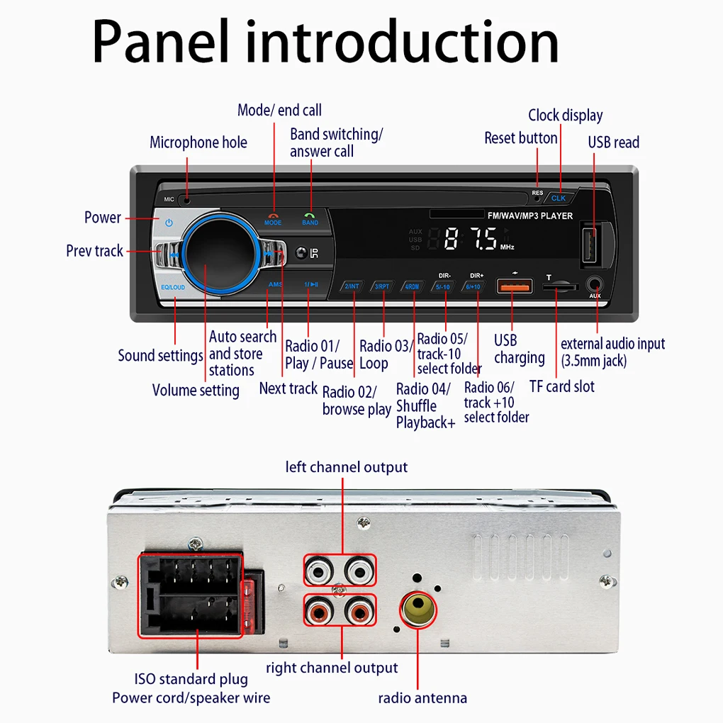 JSD-520L car MP3 player with dual Bluetooth connectivity and lossless sound quality, multifunctional car radio