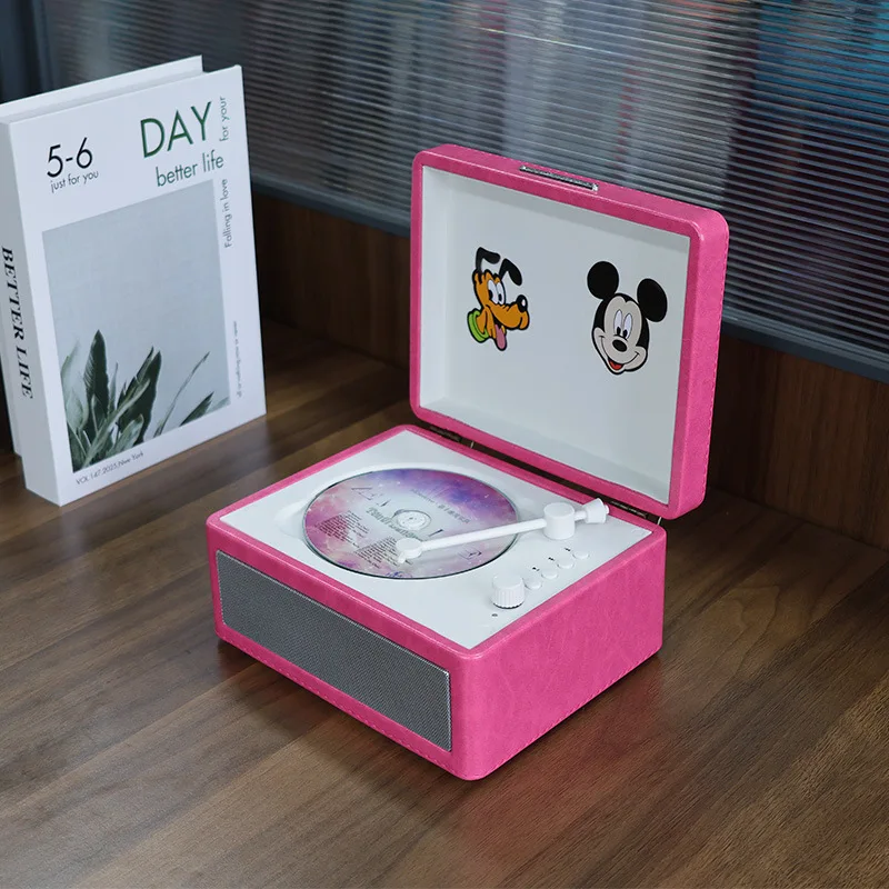 Bluetooth Retro CD Player Audio Turntables Portable Wireless Speaker Turntable CD Player