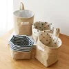 Jute Cotton Linen Desktop Hanging Wall-mounted Door Pocket Fabric Organizer Toy Basket for Cosmetic Sundries Storage Bags Decor 3