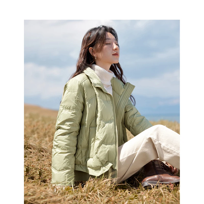 INMAN Women Down Jacket 2023 Winter Long Sleeve Stand Collar Loose Thickened Coat Wave Hem Design Fashion Versatile Outwear