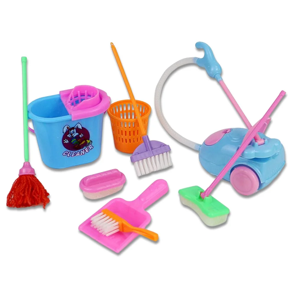 9pcs Pretend Play Toy Home Decoration Montessori Toys cleaning toys children pretend play toys mini broom dustpan set Broom Brush Toys Educational House Cleaner for Boys Girls