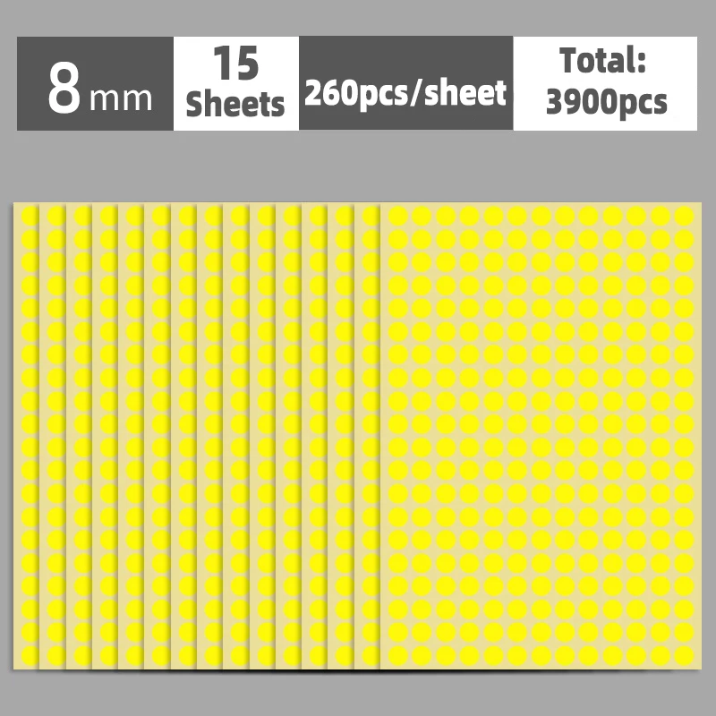 Colorful Multi-Size Self-Adhesive Dot Label Stickers - 15 Sheets for Versatile Organization and Decoration