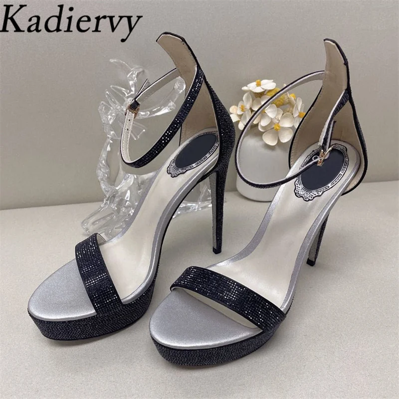 

Super High Heels Sandals Women Rhinestone Dress Party Shoes Woman Stiletto Crystal Platform Sandals Summer Sandalias Mujer