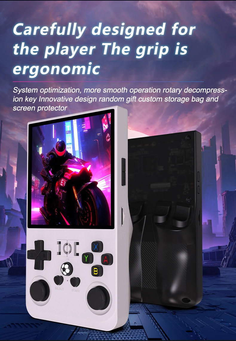 R36MAX Retro-Handheld-Spielkonsole, 4-Zoll-Großbildschirm, tragbarer Taschen-Videoplayer, über 1000 Spiele, Linux-System_voghion.com