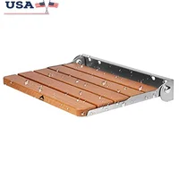 Wall Mounted Foldable Teak Shower Seat Bench Home Care Waterproof Non-Slip Space-Saving Easy Installation 440lbs Capacity 1
