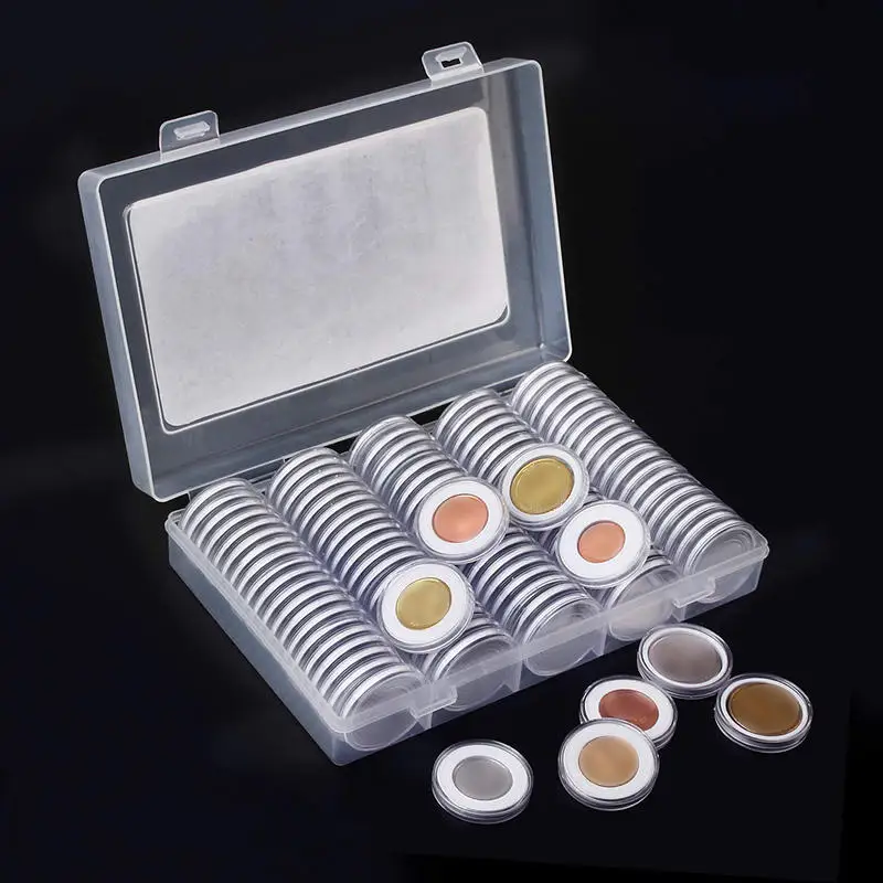 100Pcs Clear Coin Capsule Holder Case Transparent Collectable Coin Storage Box Commemorative Container coin holder coin capsules
