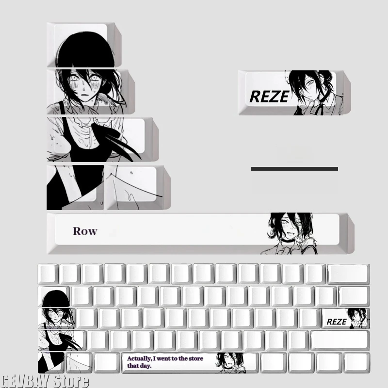 Reze Personality Keycaps Chainsaw Anime Theme Characters Keycaps Cherry High PBT Thermal Sublimation Mechanical Keyboard Keycaps