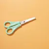 Creative Solid Colors Plastic Handle Stainless Steel Ruler Function Blade Simple Safe Children Students Study Homework Scissors 6