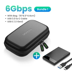 Compact USB 3.0 External Hard Drive Enclosure (USB C Add HDD Bag)