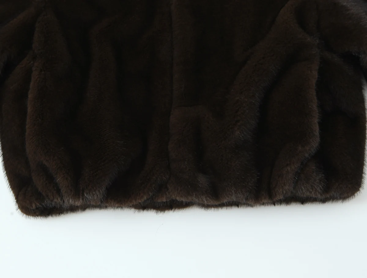 Women Winter Short Faux Fur Jacket Coat Female Fashion Fur Coat Casual Commut Round Neck Long Sleeved Zipper Jacket Streetwear