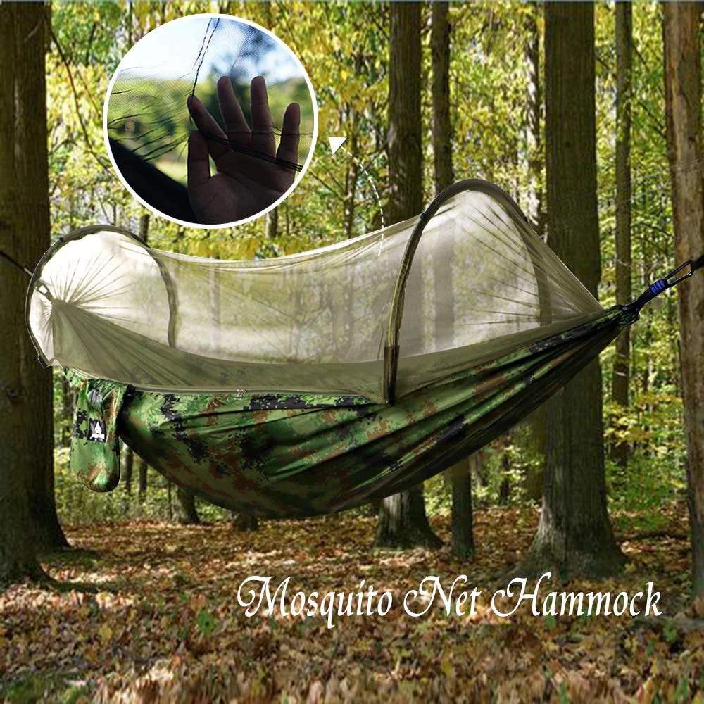 250x120cm Single Double Portable Camping Hammock with Mosquito Net Bug net Pop-up Easily Set Hammock for Travel Backyard Hiking 6