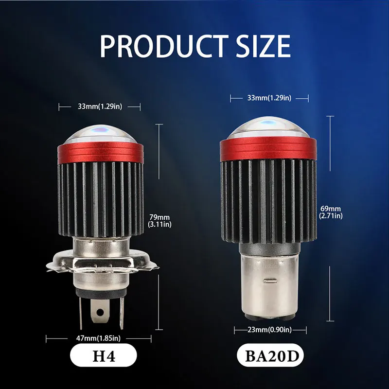LED Headlight Bulbs H4 H6 BA20D Motorcycle CSP Lens White Yellow Hi Lo Beam Fog Light Scooter Motorbike Lamp Accessories