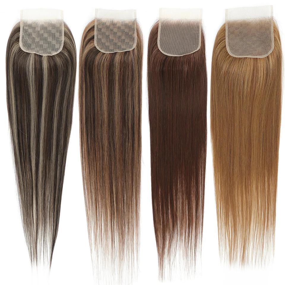 Straight 4x4 Lace Closure HD Transparent with Baby Hair Black Blonde Bug 22"