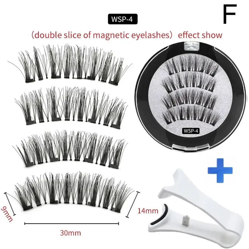 4 Magnetic False Eyelashes Natural Soft False Eyelashes Reusable Magnet Lashes Applicate Set Daily Beauty Eye Extension Makeup