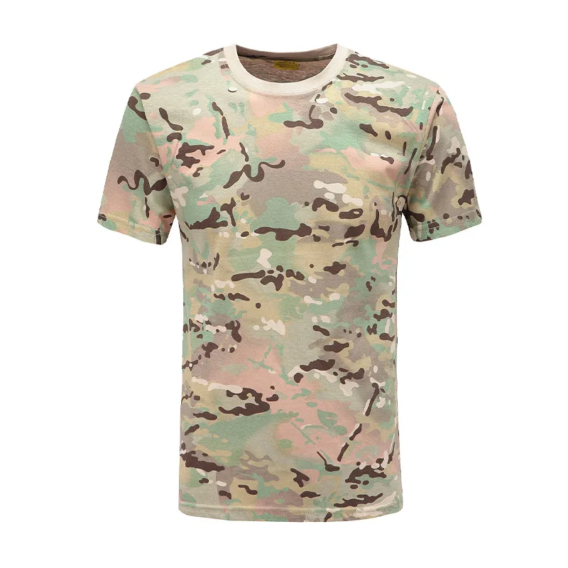 Camouflage Clothing Short Sleeved Men\'s Round Neck Pure Cotton Half Sleeved Outdoor Work T-shirt Military Tactical T-shirt