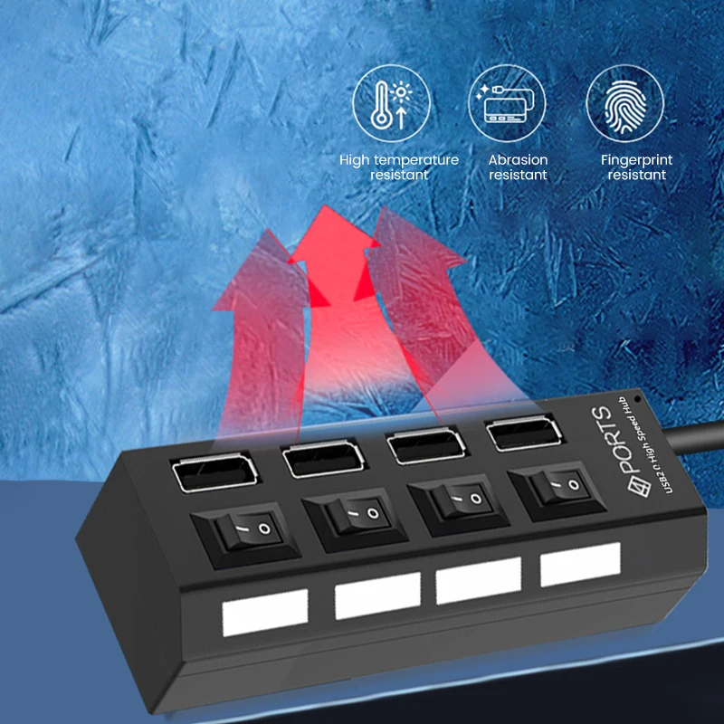 Olaf-usb Hub com Interruptor Expansor Múltiplo Multi Splitter Use Adaptador de Energia Acessórios de Computador Usb 2.0 Portas - Imagem 5
