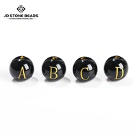 10 Pcs/lot Natural Red Black Agate Carved Letter Beads A-Z Round Alphabet Bead For Jewelry Making Diy Name Bracelet Accessory