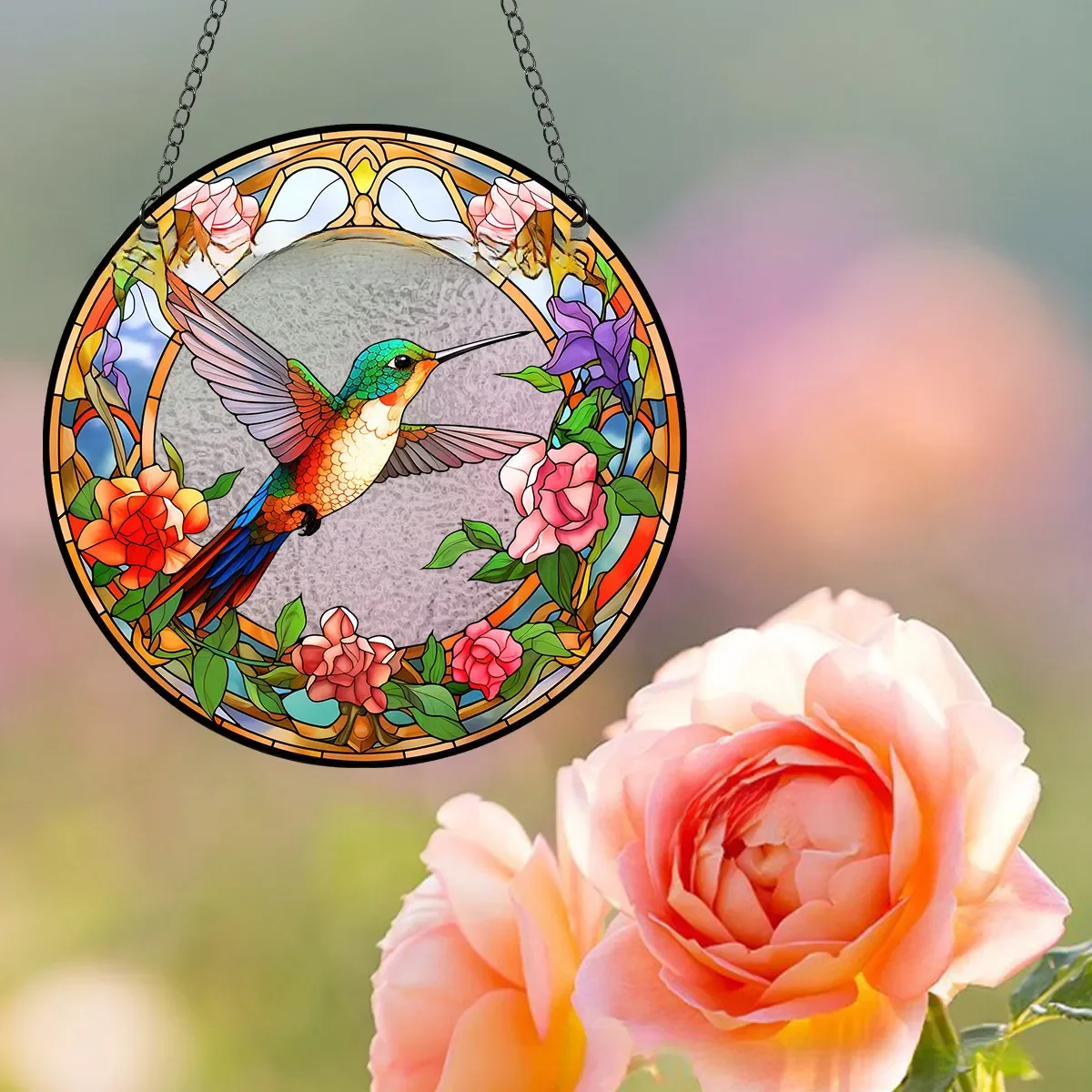 Sunshine Catcher Acrylic Animal Pendant Window Home Decoration Iron Chain Hanging